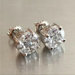 New Elegant 925 Silver Filled Jewelry Stud Earring Women Cubic Zircon